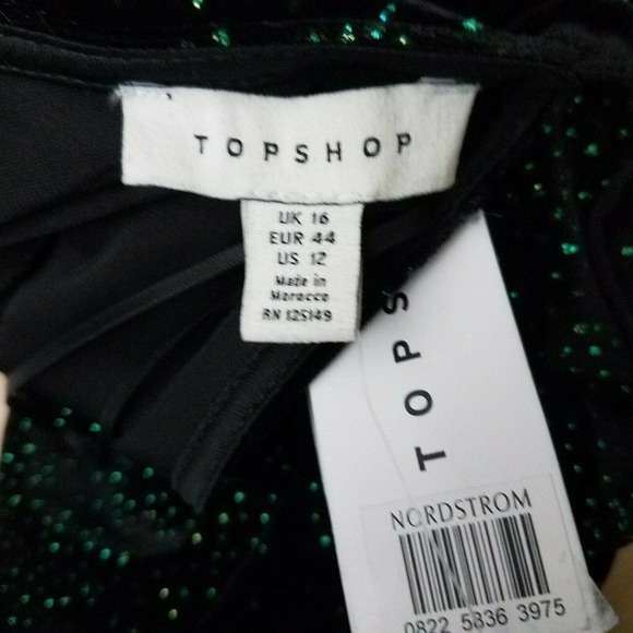 Topshop Romper Shorts Black Green Velvet Long Sleev - Picture 7 of 8